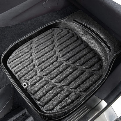 Deluxe Faux Leather Universal Fit 3D Waterproof Car Floor Mats, Super Anti-Slip for Suvs,Vans,Trucks,Pack of 4,Durable Easy Clean (Black, Large Size)