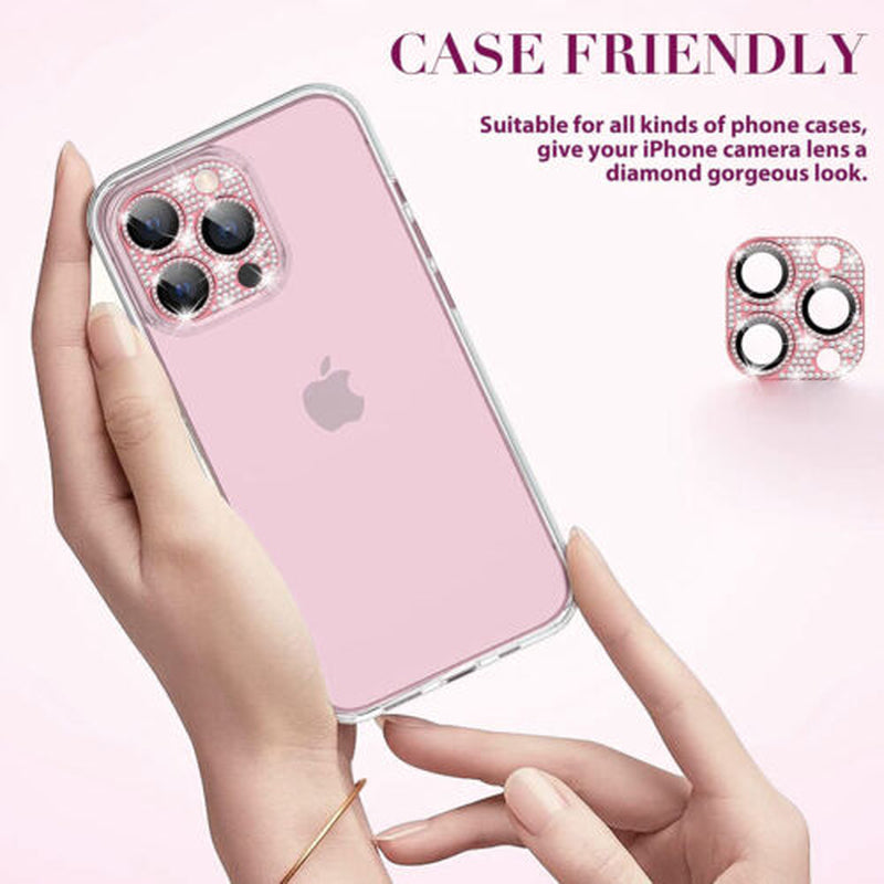 For Iphone 14 13 12 Pro Max Full Cover Metal Diamond Camera Lens Protector Case