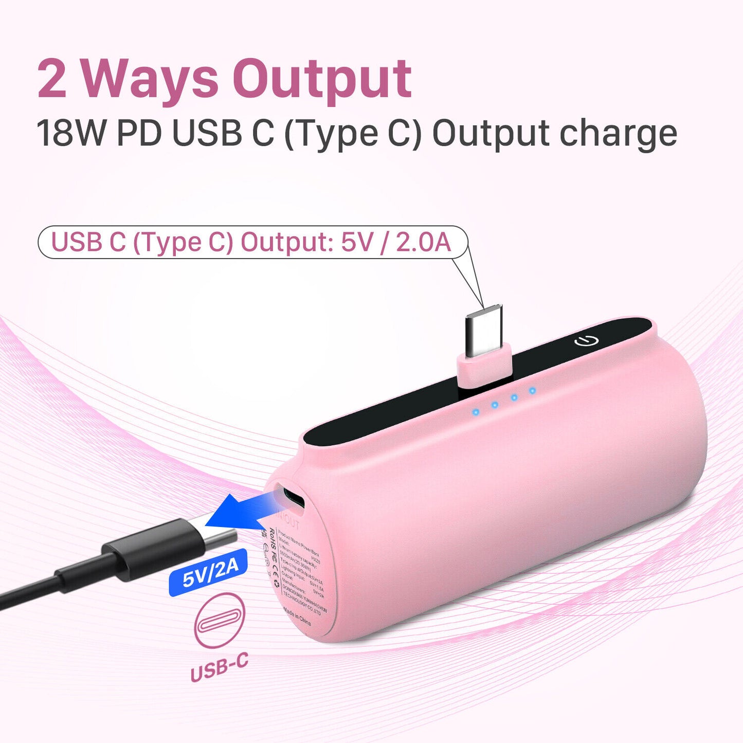 Mini Power Bank Portable Charger for Iphone or Type C Phones Instant Charging