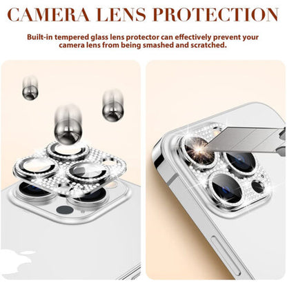 For Iphone 14 13 12 Pro Max Full Cover Metal Diamond Camera Lens Protector Case