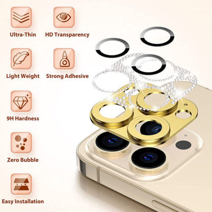 For Iphone 14 13 12 Pro Max Full Cover Metal Diamond Camera Lens Protector Case