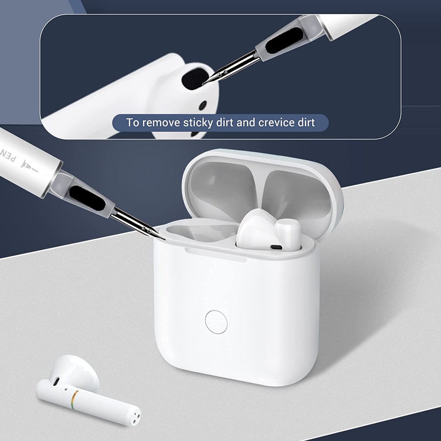 2022 New Cleaner Kit for Airpods Pro and 1/2 Multifunction Cleaning Pen with Soft Brush for Bluetooth Earphones Case (White2.0)