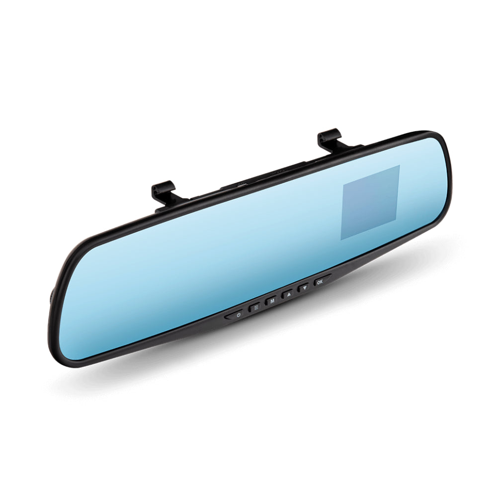 720P Mirror Roadcam, Add-On Rear View Mirror & HD Dash Cam 2-In-1, 2.4" LCD Monitor