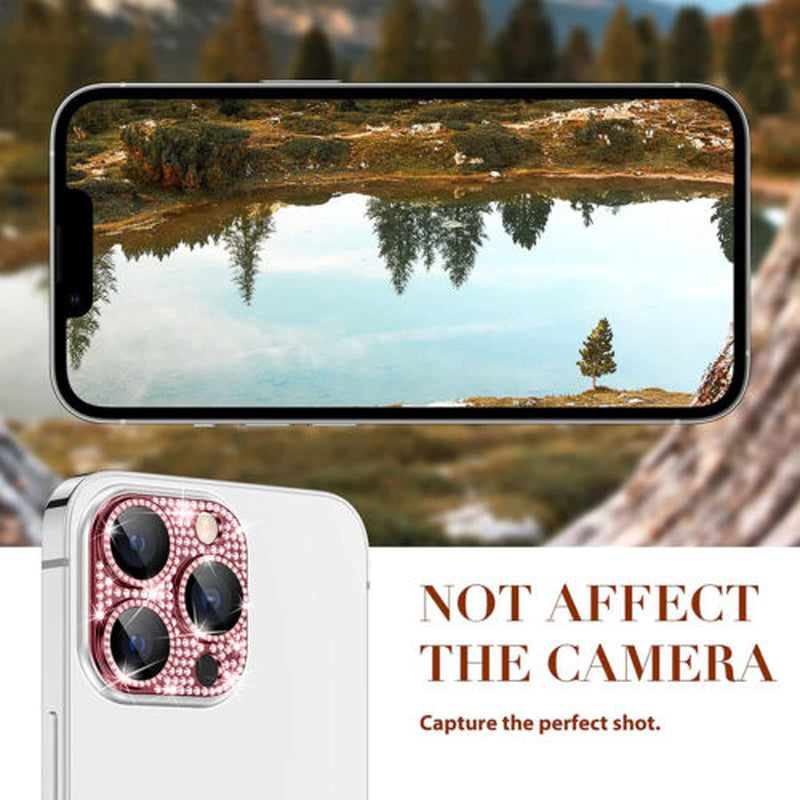 For Iphone 14 13 12 Pro Max Full Cover Metal Diamond Camera Lens Protector Case