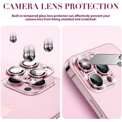 For Iphone 14 13 12 Pro Max Full Cover Metal Diamond Camera Lens Protector Case