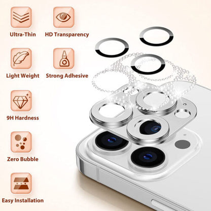 For Iphone 14 13 12 Pro Max Full Cover Metal Diamond Camera Lens Protector Case