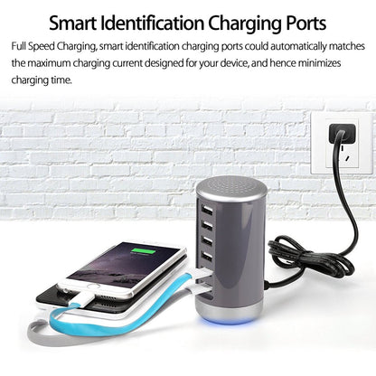 6 USB Ports Hub 6A/30W Rapid Charging Station Desktop Charger Fits for Phone Tablet Iphone Ipad Samsung LG HTC Moto